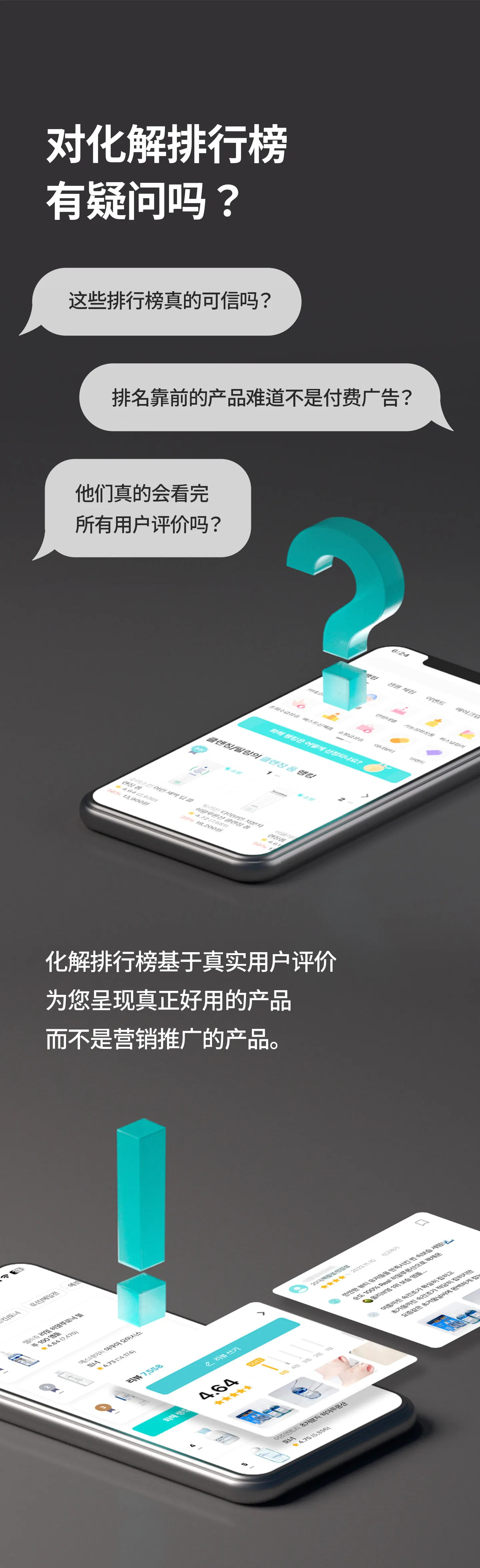 化解的排名由算法自动生成，该算法综合考量评价数量、评分、评价时效性等多重因素，并按商品类别独立配置排名体系。