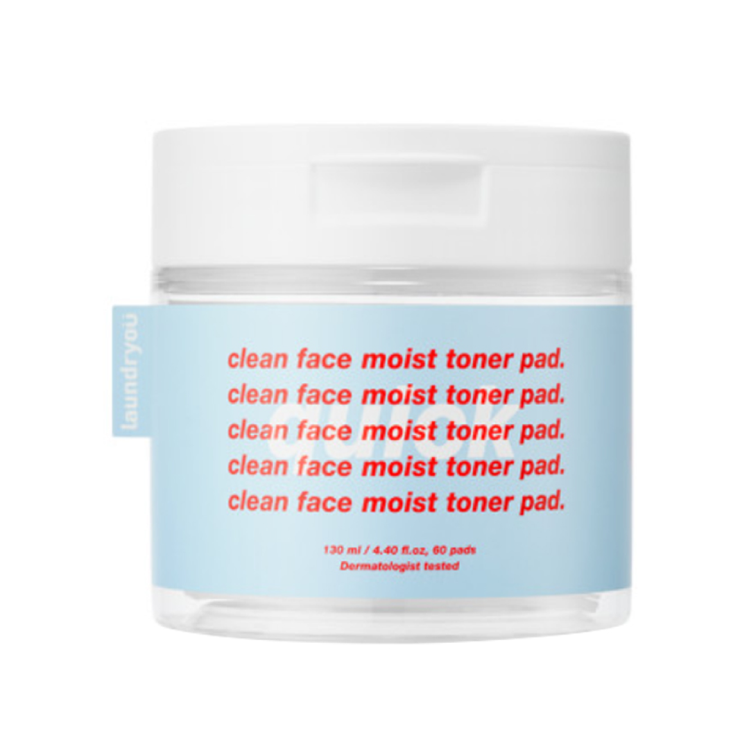 Laundryou Moist Toner Pad container featuring 60 gentle, moisturizing toner pads designed for hydrating and calming daily skin care routines.