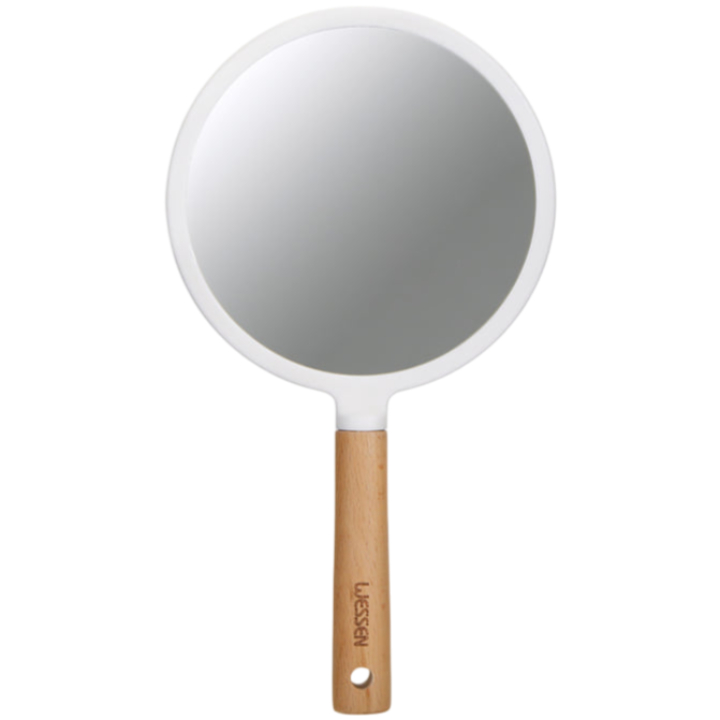 Espejo de mano con cuello de madera_redondo