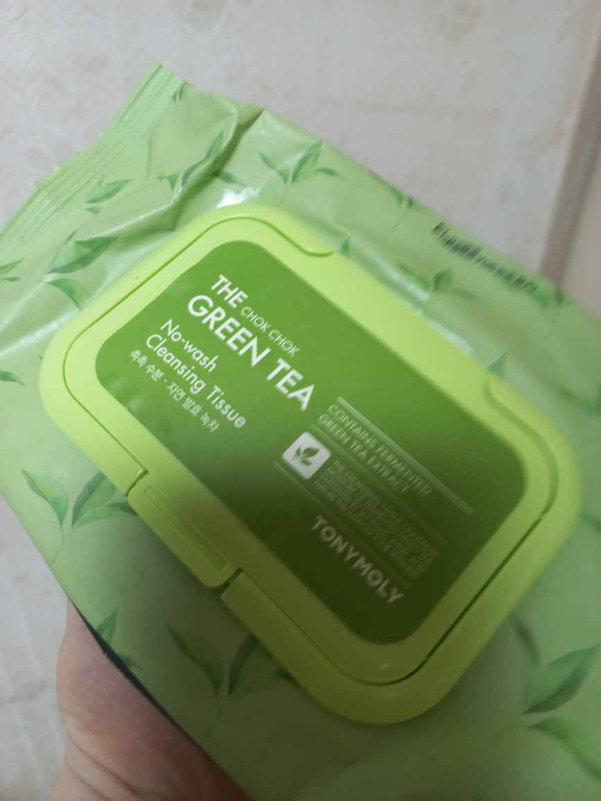 TONYMOLY (托尼魅力) 更加润湿的绿茶免洗洁面纸巾 common.review image