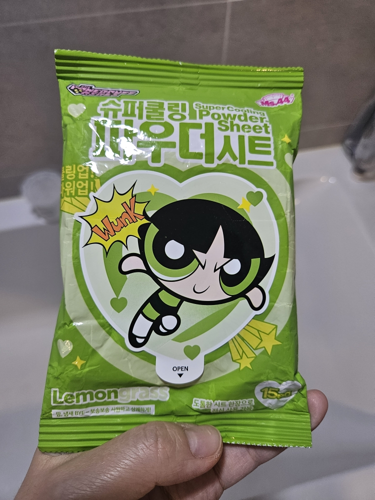미스사사 (Ms.44) 파워퍼프걸 에디션 슈퍼 쿨링 파우더 시트 [레몬그라스] review image