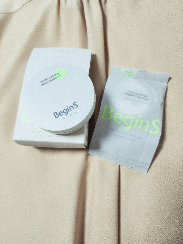 비긴스바이정샘물 (BeginSbyJUNGSAEMMOOL) 포어 케어링 메쉬 쿠션 [SPF50+/ PA++++] [17 클리어] review image