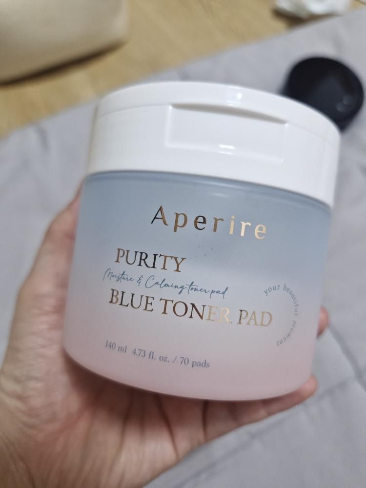 纯蓝色化妆棉的真实用户使用照片