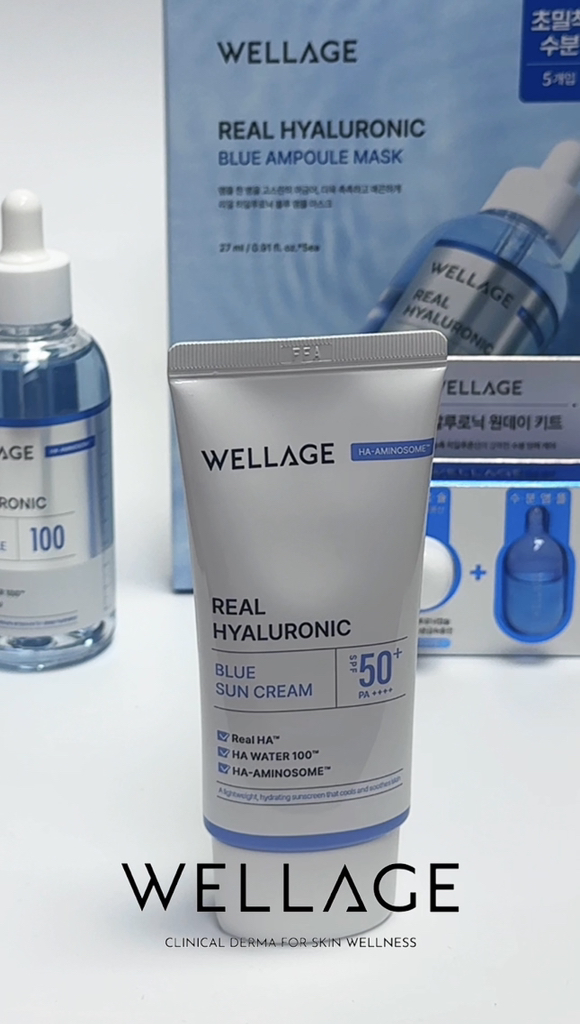 웰라쥬 (WELLAGE) 리얼 히알루로닉 블루 선크림 [SPF50+/PA++++] review image