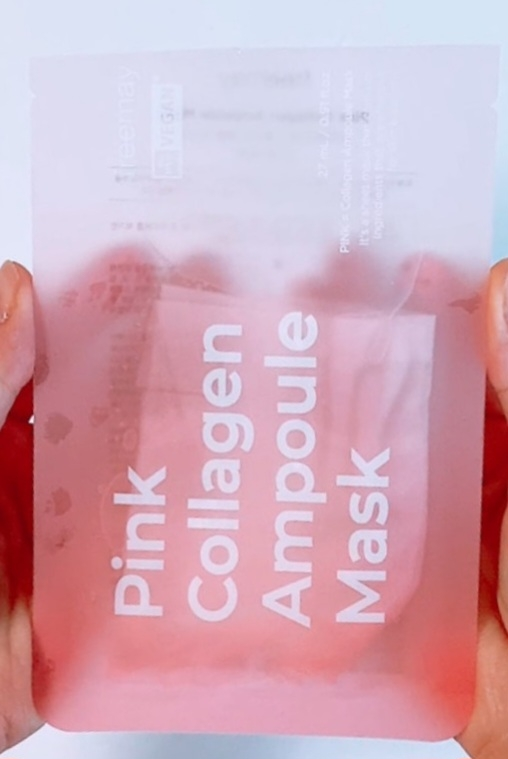 粉色胶原蛋白安瓶面膜的真实用户使用照片