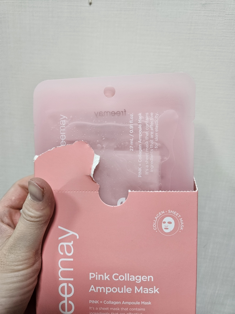 粉色胶原蛋白安瓶面膜的真实用户使用照片