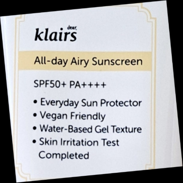 dearKlairs Protector solar All Day Airy [SPF50+/PA++++] review image