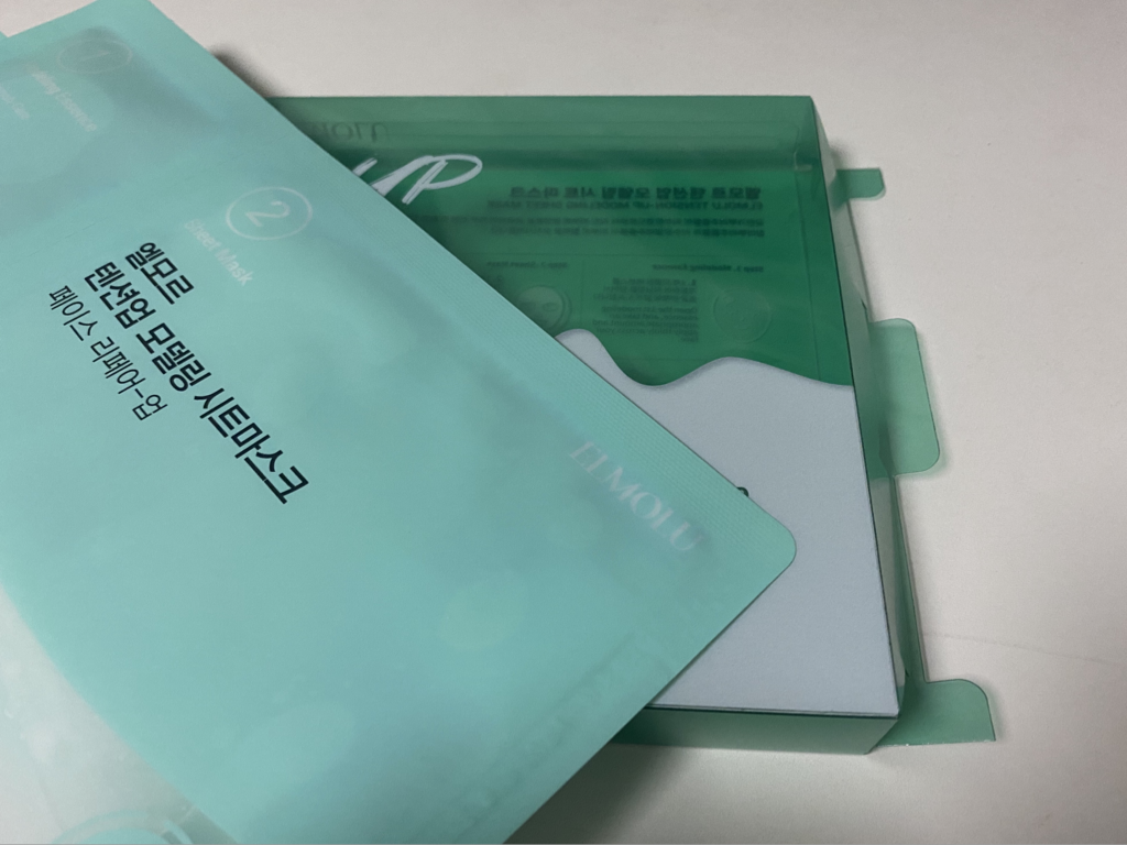 Real user review photo of Tension-up modeling sheet mask