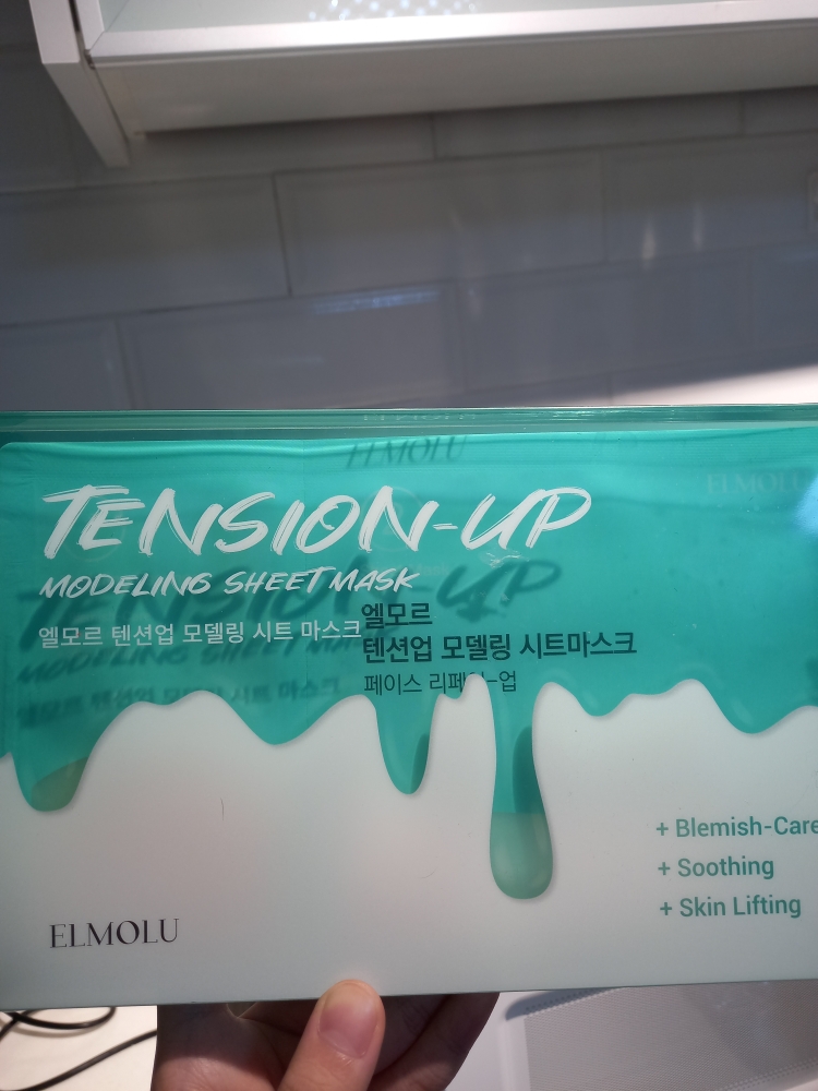 Real user review photo of Tension-up modeling sheet mask