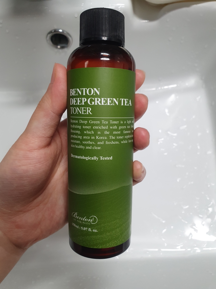 Real user review photo of deep green tea toner