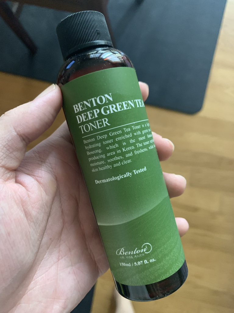 Real user review photo of deep green tea toner