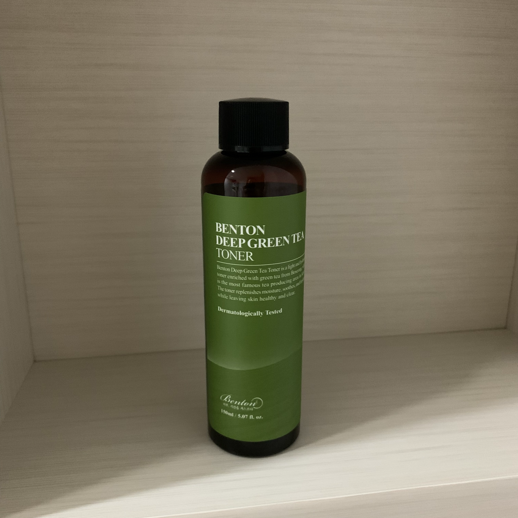 Real user review photo of deep green tea toner