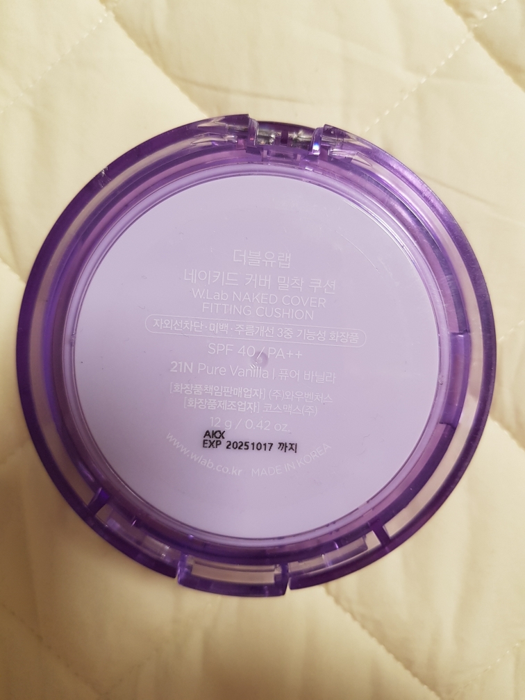 더블유랩 (WLab) 네이키드 커버 밀착 쿠션 [SPF40/PA++] [21N 퓨어바닐라] review image