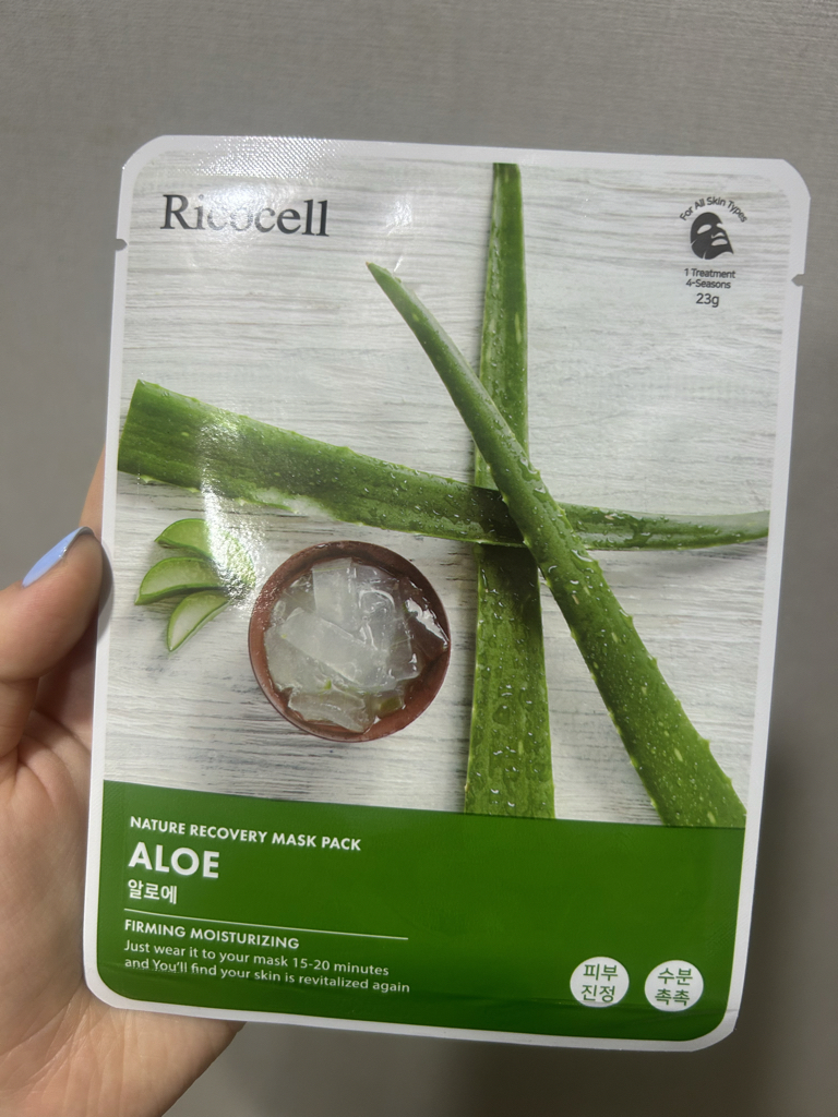 Ricocell Aloe シートマスク プランエス Ricocell ALOE ナチュラルリカバリーマスクパック | cosmemafia