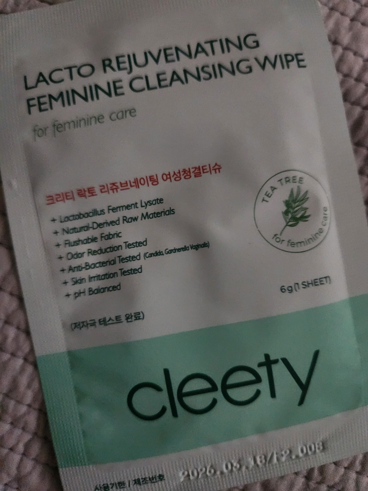 크리티 (cleety) 락토 리쥬브네이팅 여성청결티슈 [티트리] review image